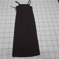 ◇ ⊇ ap retro アプレトロ スリット ロング丈 キャミ ワンピース サイズF ダークブラウン系 レディース E  【1509300009489】