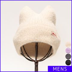 【新品・未使用】 ねこみみニット帽 メンズ レディース ユニセックス ニットキャップ ワッチキャップ ネコ耳 ねこ耳 可愛い かわいい 韓国 おしゃれ 耳付き ニット 防寒 大学生 カジュアル 帽子 即購入可 まだ アイボリー 白 STY-63839-CPZ