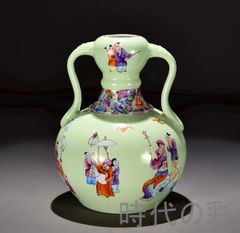 送料無料 清時代 寒山拾得図鼻煙壺/小瓶 珍品 高さ6.8cm 本物保証