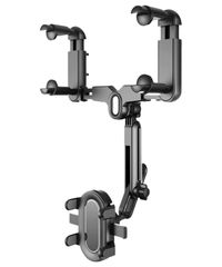 型 スマホ スタンド 取付 伸縮自在 4-7インチ バックミラー 対応 スマホホルダー 360度回転 安定性 車載 ネジ式 固定 HTharros 角度調整