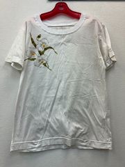 Christian Dior クリスチャンディオール カットソー Tシャツ ホワイト CDロゴ ロゴ刺繍 胡蝶蘭 花 ファレノプシス M