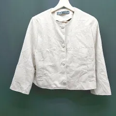 ◇ ZARA ザラ ノーカラー 無地 スエード調 長袖 ブルゾン サイズXS ベージュ レディース E  【1309250004721】