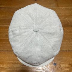 ハンドメイド　縦長キャスケット　ざっくり織られたコットンリネン　Ｂ反　オフホワイト　サイズオーダー　メンズ　男女兼用　ココナッツ