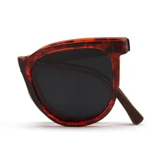 [Cyxus] シクサズ 折りたたみサングラス 偏光レンズ UVカット 小顔効果 超軽量 釣り/運転/登山/スポーツ用 おしゃれ (31ブラックレンズ＆レッドフレーム) 0