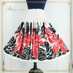 フラダンス 衣装 パウスカート ホワイト系 フラ ダンス 赤 黒 ハワイアン 花柄 鮮やか アロハ ふんわり かわいい ブラック系 レッド系 ゴム