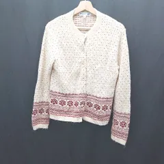 ◇ ⊇◎ UNIQLO/INES DE LA FRESSANGE ハート柄 ウール使用 長袖 カーディガン サイズL ベージュ系 レディース E  【1412090010040】