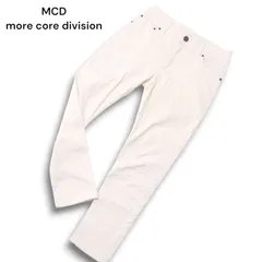 MCD エムシーディー 通年 ロゴ刺繍★ ストレッチ テーパード ホワイト デニム パンツ ジーンズ Sz.L メンズ 白