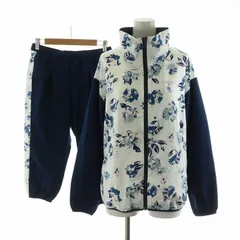 アディダスネオ adidas neo セットアップ ジャージ  2点セット 上下 ジョガーパンツ イージー ジャケット ジップアップ フラワープリント ロゴ刺繍  M 白 ホワイト 紺 ネイビー /NQ