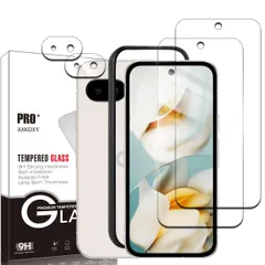 【新着商品】強化ガラス液晶保護フィルム液晶 フィルム ケース 用の 硬度9H 用の Pixel9A スクラッチ防止 Google 飛散防止 (1枚) 取り付け枠 撥水撥油 + 指紋防止 + (2枚) 貼り付け簡単 レンズ保護フィルム ピクセル ガラスフィルム(