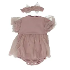 ☆ ピンクパープル ☆ 73CM ☆ ベビーワンピース セレモニードレス jm206 ベビー ワンピース 80 半袖 赤ちゃん baby キッズ ロンパース チュール セレモニードレス ベビードレス フォーマル ドレス ベビー服 ヘアバンド付き 入園式