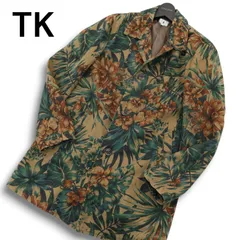 TK タケオキクチ 通年 ボタニカル総柄★ ツイル ステンカラー スプリング コート Sz.3 メンズ