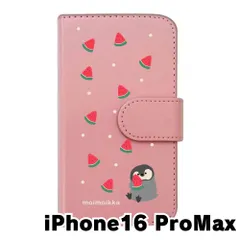 【新品未使用】iPhone16 Pro Max アイフォン16プロマックス スマホケース 手帳型 (色：ピンク×柄：ペンギンとスイカ)moimoikka ペンギン 動物 flip2-ip16promax-pk-20139