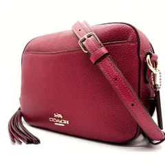 未使用級<!-利用不可文字-!>COACH コーチ ショルダーバッグ カメラバッグ 2way ポーチ サドル 斜めがけ 肩掛け クロスボディー ロゴ金具 馬車金具 ゴールド金具 タッセル チェーンショルダー