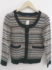 ◇ ◎ Rhythm of Life UNITED ARROWS 総柄 ニット カーディガン ブラック マルチ レディース P  【1301100004462】