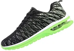 Lamore エアライト スニーカー 超軽量 + 結ばない靴紐 EVAインソール ランニング シューズ スポーツ 通勤 通学 ウォーキング(3) グリーン 緑,  23.0 cm)