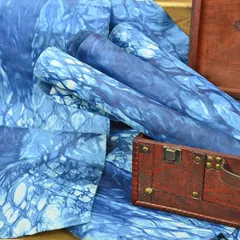 藍染め 本革 手染め インディゴ 手作り・ハンドメイドにおすすめ　皮革　レザー　青　手絞り　【送料無料】　財布　カードケース　名刺入れ　ブックカバー　靴作りにも