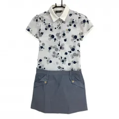 【美品】カッパ 半袖ポロワンピース 白×ネイビー ドット調 スカート部無地 レディース M ゴルフウェア Kappa