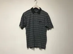 本物バーバリーロンドンBURBERRY LONDONコットンボーダー柄ロゴ刺繍半袖ポロシャツメンズサーフアメカジミリタリーストリートスケーターワークビジネススーツモードゴルフドレスバイカーM黒ブラック日本製