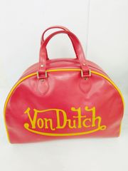 Von Dutch ボンダッチ ボストンバッグ レッド イエロー ロゴ 幅42cm 縦27cm マチ16cm ボンダッチ