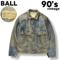 90s ヴィンテージ BALL トラッカー デニム ジャケット Gジャン ブルゾン 2nd TYPE M インディゴ アメリカン カジュアル ウェア ストリート ルーズ ビッグシルエット メンズ
