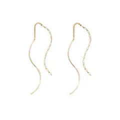 【ゴールド×ピアス】[Cream dot. クリームドット公式] ピアス レディース アメリカン ライン 揺れる ツイスト ウェーブライン メタル チェーン シリコンキャッチ 大人 上品