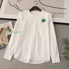 長袖 白 ホワイト シャツ ブラウス かわいい レース ファッション  vii3u932893