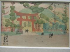 亀井藤兵衛　木版画　「 上賀茂神社 」　昭和十年　額装品