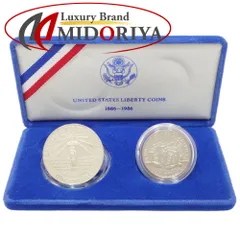 極美品　自由の女神　1986年　銀貨 記念硬貨コレクション アメリカ 自由の女神100年 1986-P 2種セット UNC ケース付
