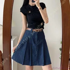 デニムスカート ハイウエスト レディース 可愛い デニムスカート 春 夏 ショートパンツ Aライン 原宿系 カジュアル デート 着痩せ 通勤 普段着 日常用