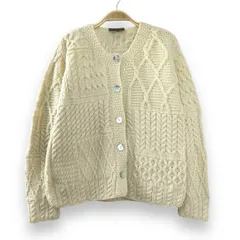 CARRAIG DONN キャレイグドン アイルランド製 北欧製  ピュアニューウール メリノウール MERINO WOOL フィッシャーマンニット アランニット ケーブルニット セーター カーディガン シェルボタン レディース 輸入古着 海外古着【S97①】