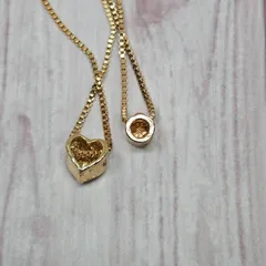 2連 ゴールド ネックレス ハート × 一粒ストーン 重ね付け風 アクセサリー レディース 18金コーティング シルバー925 最高級キュービックジルコニア ペンダント ダブルリング 人気 華奢 ローズゴールド アジャスター付き 金属アレルギー対応