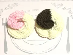 フレンチクルーラーみたいな毛糸のシュシュ　2個セット