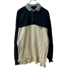 nautica 長袖 ボーダーポロシャツ M ネイビー アイボリー ノーティカ コットン100% プルオーバー ラガーシャツ 秋物 a710-5090