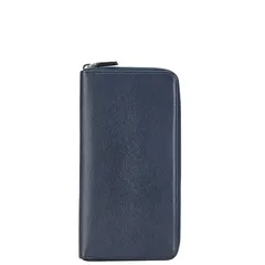 プラダ サフィアーノ ラウンドファスナー 長財布 トラベルオーガナイザー ダブルジップ 2ML220 ネイビー レザー メンズ PRADA【1-0182914】