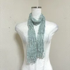 レディース ストール UVカット 紫外線対策 日焼け対策 手編み ハンドメイド 襟巻 パステルブルー 