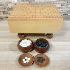 317254 碁盤/厚み14.3cm/約12.6kg 囲碁 へそあり　足付き 板目　高さ26.4cm 盤面4245.5ｃｍ