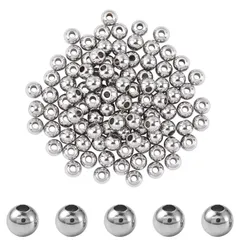 Coollooda メタルビーズ ラウンドビーズ 約100個 3mm 304ステンレス シルバー メタル ビーズ 小粒 アクセサリー パーツ スペーサービーズ 金属ボール ジュエリー DIY用 手芸用品 手作り素材 アクセサリーパーツ