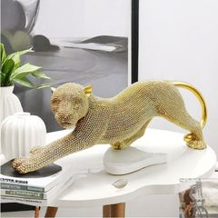 ヒョウ 置物 シルバー オブジェ オーナメント レパード 豹 85554LD