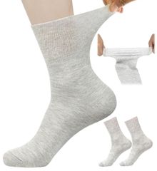 【数量限定】[kuuupiii] 【靴下ソムリエ監修】 婦人靴下 レディースソックス 口ゴムゆったり 足首楽々 日本 介護 病院ソックス 締め付けない のびる靴下 綿100% 抗菌防臭 吸汗速乾 消臭 2足組 4足組 (浅灰のみ2足組)