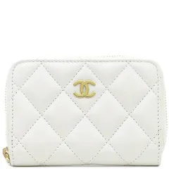 シャネル CHANEL コインケース クラシック ジップ コインパース キャビアスキン ホワイト ゴールド金具 白 マトラッセ 小銭入れ カードケース  AP0216 ランダムシリアル 【箱】【中古】