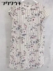 ◇ DRWCYS ドロシーズ ストライプ 花柄 フラワー フレンチスリーブ ミニ ワンピース オフホワイト ブラック レディース 【中古】 【1103110001727】のサムネイル