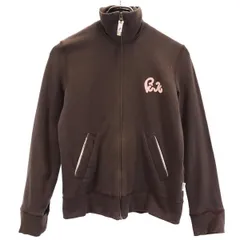 ポールスミスピンク 日本製 刺繍 長袖 スウェット ジップジャケット M ブラウン PAUL SMITH PINK ロゴ レディース 古着 【231130】