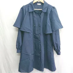 ◇ ⊂ axes femme ダブルブレストケープ 長袖 ひざ丈 ワンピース サイズM ネイビー レディース E  【1410290048658】