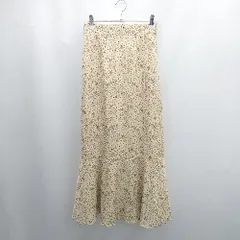 ◇ ⊂ flower フラワー 花柄 総柄 ロング マーメイド スカート サイズフリー イエロー系 レディース E  【1506300032028】