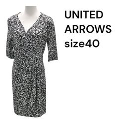 ◇ユナイテッドアローズUNITED ARROWS ワンピース 黒 白 グレー  半袖 レディース size40 S5T340