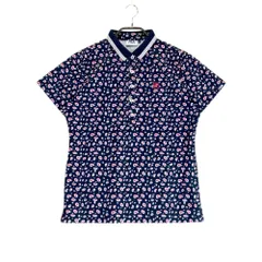 サイズ：L FILA GOLF フィラゴルフ  半袖ポロシャツ 総柄 ネイビー系 [240101378677] ゴルフウェア レディース ストスト