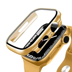 【人気商品】高透過率 高耐久 装着簡単 全面保護 カバー カバー 光沢のゴールド Watch Watch Apple Apple 耐衝撃 ケース ケース アップルウォッチ アップルウォッチ 一体型 ガラスフィルム メッキ加工 PC素材 保護 46mm 11/1
