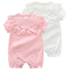 新生児 ツーウェイオール 50 60 70 80 半袖 ホワイト ピンク フリル 前開き ロンパース フォーマル ベビー 女の子 夏