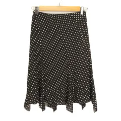 クイーンズコート QUEENS COURT スカート フレア ドット アシンメトリー シフォン 1 黒 ブラック
