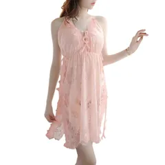 スリップ＆Tバック ２点セット ベビードール 総レース ネグリジェ セクシーランジェリー スリット 透け感 コスプレ 衣装 シースルー 黒 白 赤 su-007